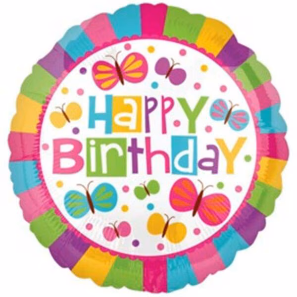 18 in. Happy Birthday Butterflies Vlp Balloon